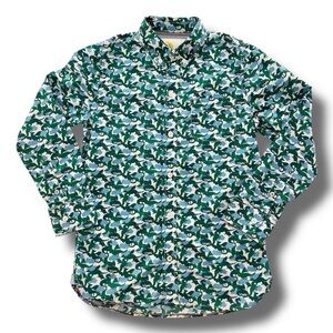 Boden Boys Dragon Pattern Cotton Button-Down Shirt